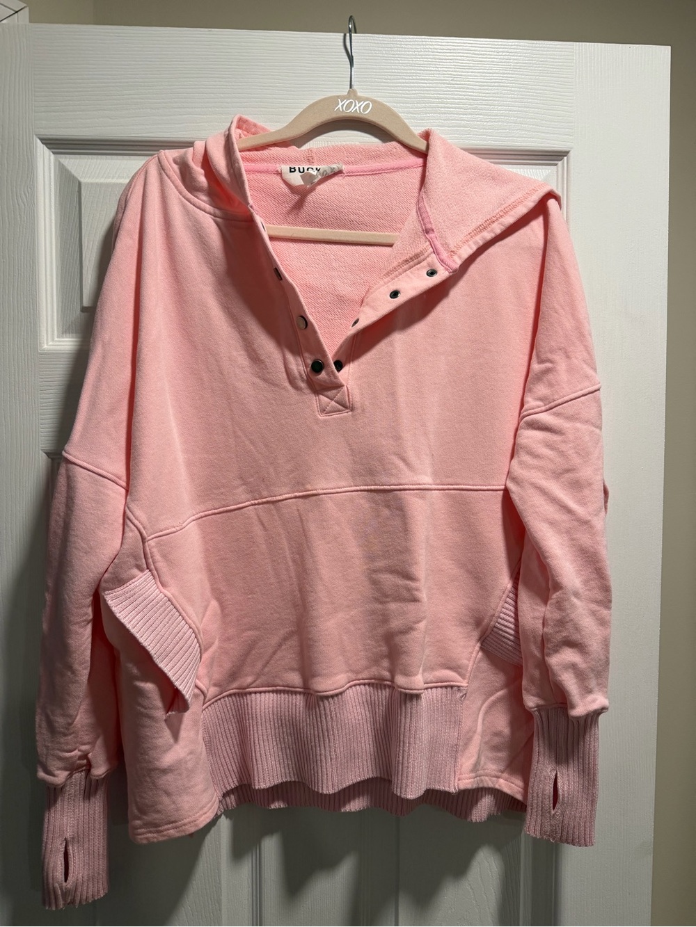 BUCKETLIST Light Pink Snap Pullover Hoodie